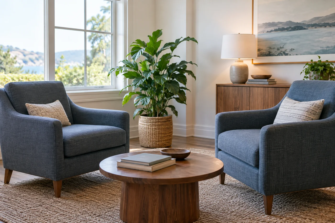 Two armchairs in a quiet, naturally lit consultation room